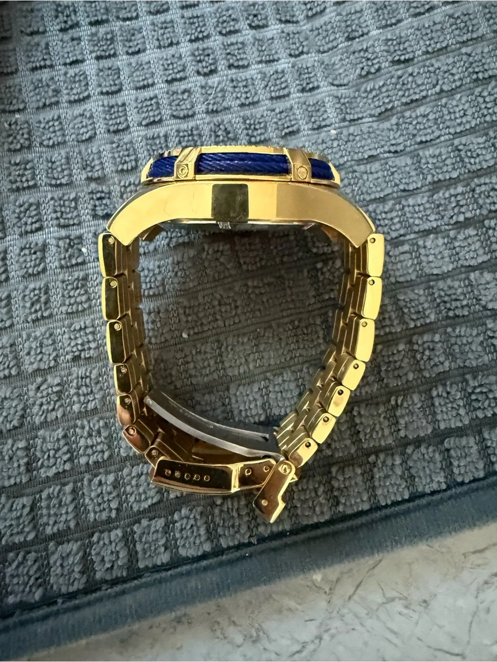 Invicta Gold-Tone Chronograph Watch with Blue Dial